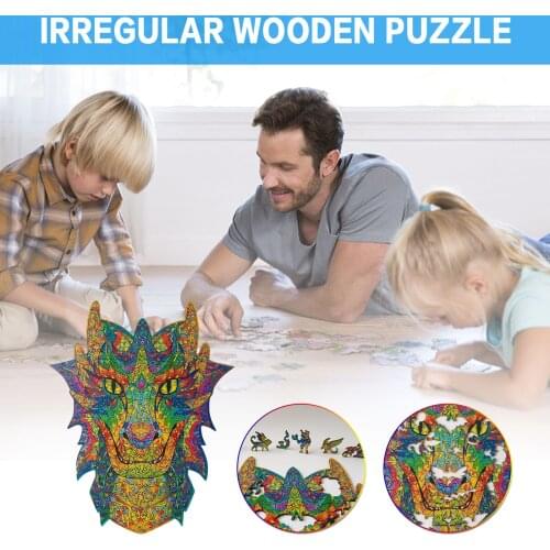 Wooden Jigsaw Puzzle Adult And Children Interesting Wooden Puzzles Educational Holiday Gift Dinosaur Irregular Puzzle Games Toys
