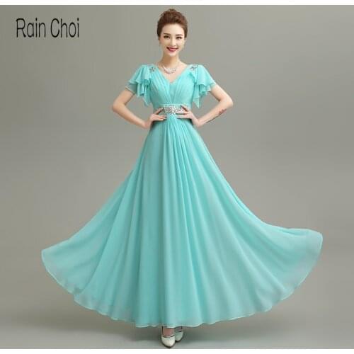 Long Prom Dress Floor Length Wedding Party Gowns Chiffon Formal Evening Dresses