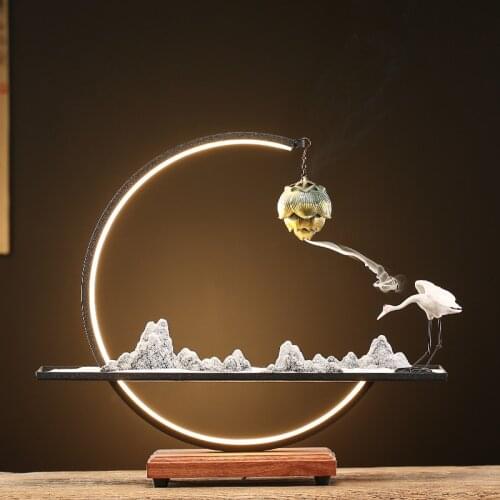 Electric Arabic Style Incense Burner Holder Waterfall Tower Incense Burner Led Light Modern Incienso Quemador Incense Burner