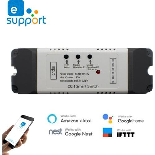Ewelink 433 MHz Rf Remote Control 2CH Relay Receiver for universal garage/door/Light/LED/Fanner/motor/Signal transmission