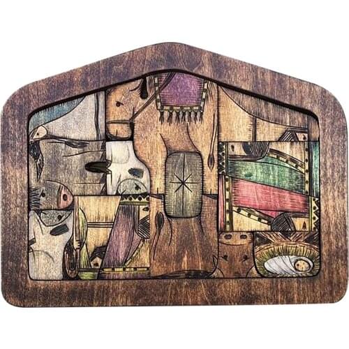 Jesus Nativity Souvenir Wooded Holy Family Jigsaw Puzzle kit Virgin Mary Joseph Jesus Handicraft Ornament
