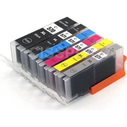 CISSPLAZA 6PK 570 571 PGI-570 PGBK CLI-571 GY Compatible ink Cartridge for canon PIXMA TS9050/9055/8050/8051/8052/8053 full ink