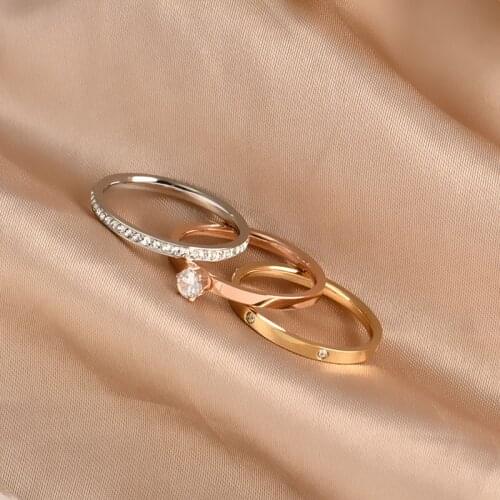 316L stainless steel fadeless three-piece ring female cold wind INS niche design light luxury high sense temperament tail ring