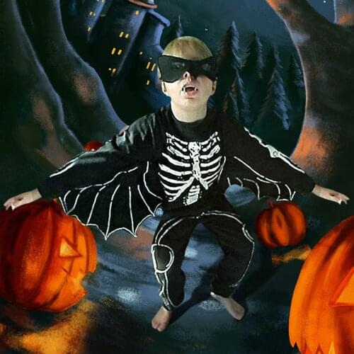 Baby Boy Rompers Autumn Cartoon New Born Baby Clothes Halloween Cosplay Skull Bat Novelty Costume Photography Props