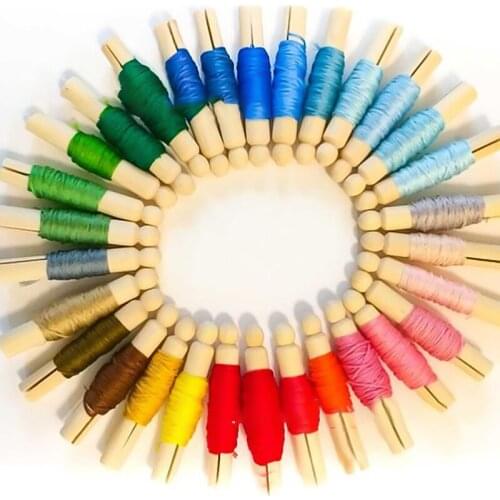 Creative Wooden Spools Threads Storage Rod Cross Stitch Storage Tool Wool Yarn Storage Stick Practical DIY Handcraft Sewing Tool