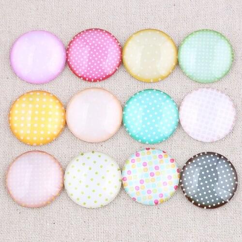 Onwear mix podka dot color photo round glass cabochon 10mm 12mm 14mm 16mm 18mm 20mm diy jewelry components findings