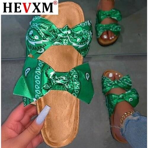 HEVXM Summer Slippers Women Summer Bow Summer Sandals Slipper Indoor Outdoor Flip-flops Beach Shoes Female Fashion Shoes 2020