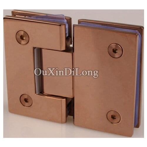 HOT 2PCS 304 Stainless Steel Frameless Shower Glass Door Hinges 180 Degree Glass Clamps Holder Brackets Rose Gold/Titanium Black