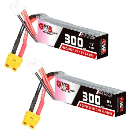 2PCS Gaoneng GNB 300mah 7.6V HV 80C Lipo battery with XT30 Plug for BETAFPV Beta75X 2S Beta65X 2S Whoop Drones
