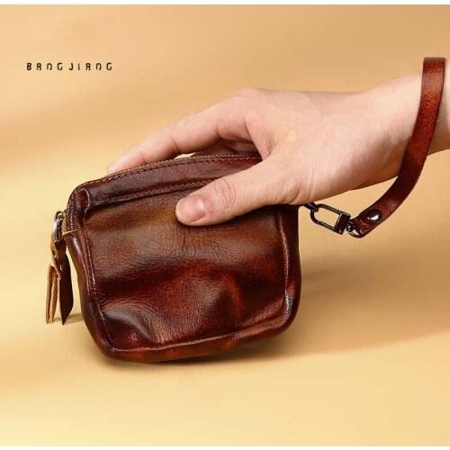 Genuine Leather small handbag mens mini top layer cowhide coin purse womens old storage bag card bag key bag coin holder
