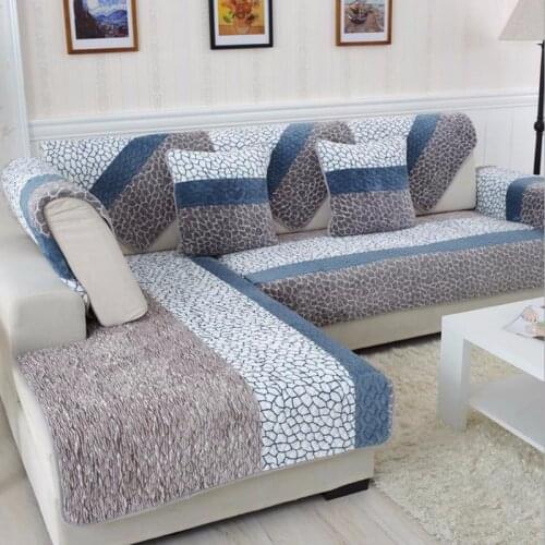 Wongsbedding Fleeced Fabric Sofa Cover Soft Modern Slip Resistant Sofa Slipcover 1 Piece