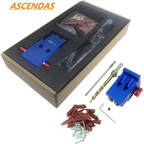 ASCENDAS Mini Style Pocket Hole Jig Kit System For Wood Working & Joinery + Step Drill Bit & Accessories Wood Work Tool Set