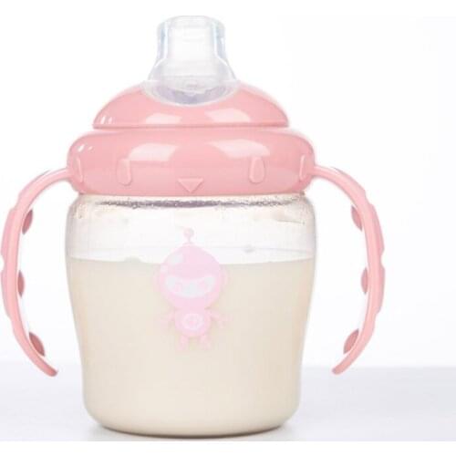 New 260ml Baby Training Drinking Cup Baby Kettle Printed Cup Duckbill Cup Dual Handle Drinking Cup Feeding BPA Free
