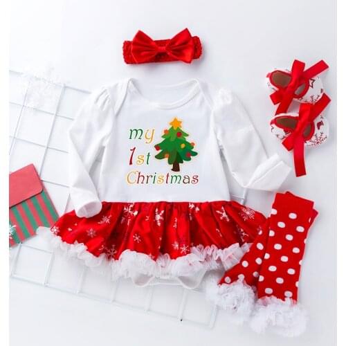 4Pcs Clothing Newborn Baby Clothes Christmas Girl Set Baby Clothes Girl Outfit My First For Newborns Girl One Year Birthday Girl
