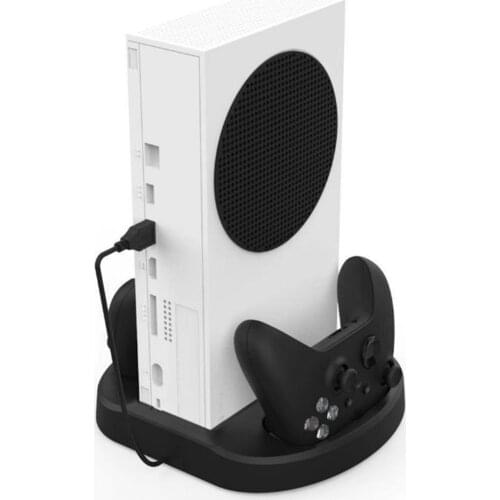 Game Machine Cooling Support Stand for Xbox Series S, Dual Fan Cooler 3 USB HUB Controller Charger Adapter with LED Indicator