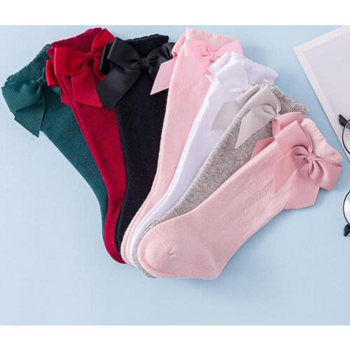 Autumn and Winter Baby Socks Knee High Cotton Spanish Style Big Bow Floor Socks Kids Socks For Boys Girls 0-3 years