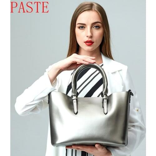 Suitable size 32cm * 25cm * 15cm genuine leather womens shoulder bags / color black, brown, red , silver,free shipping