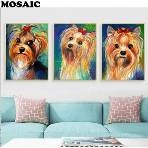 Full Square diamond 5d diy diamond painting"Shih Tzu dog" rhinestone 3D diamond cross stitch mosaic art painting 3 piece set