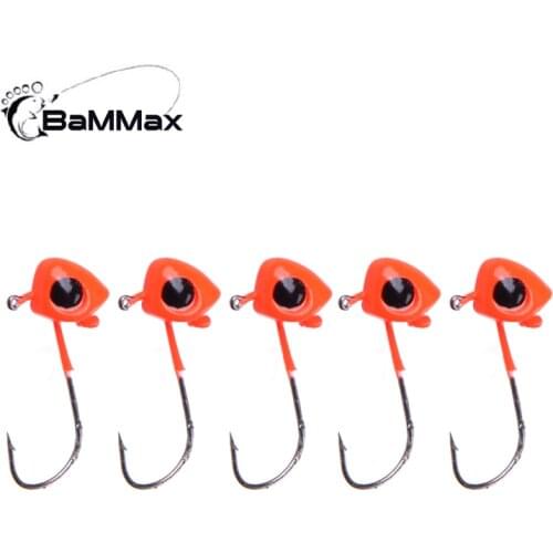 Bammax fishing hook 5pcs/lot 1.3g 2cm Lead Head Hook carp fishing Jig head hooks for Soft Lure bait fishing tackle accessories