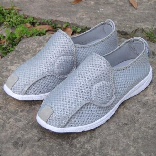 Spring summer Professional diabetes health care shoes middle-aged elderly foot swollen shoes Front Opening Breathable Flat Shoes