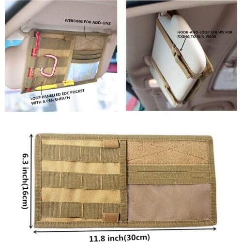 Tactical MOLLE Vehicle Visor Panel Truck Car Sun Visor Organizer CD Bag Holder Pouch Auto Accessories