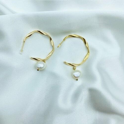 JOUVAL Vinatge Hoop Earrings For Women Girl Fashion Circle Round Simulation Pearl Brincos Female Gift Party Korean Jewelry