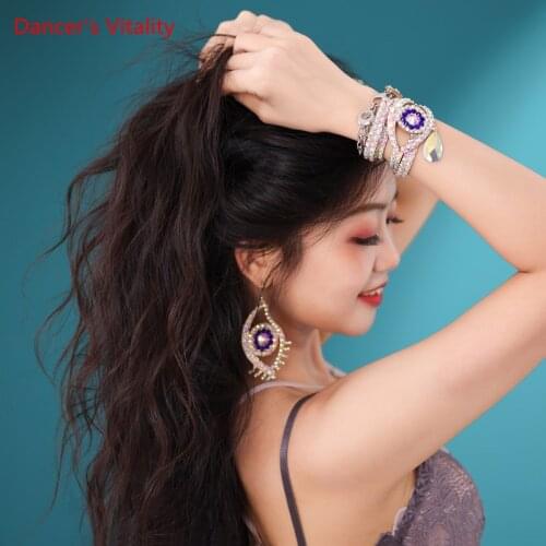 Belly Dance Earring Manual Diamond-Studded Eardrop Female Adult Rhinestone Matching Exquisite Performance Accessories