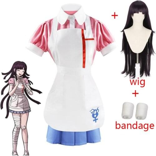 Danganronpa Mikan Tsumiki Cosplay Costume Halloween Carnival Nurse Cute Girls Costume Cafe Lolita Maid Dress Uniform For Women