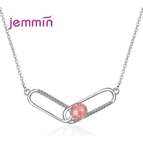 Top Quality 925 Sterling Silver Pendant Necklace For Women Special Collar With Pink Red Crystal Stone Beautiful Beloved Gifts