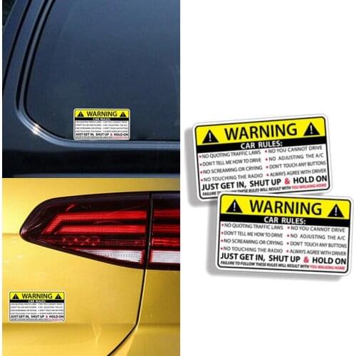 1Pc Car Safety Warning Rules Sticker PVC Car Automobile Safety Warning Rules Decal Removable Scratch Cover Body Decoration