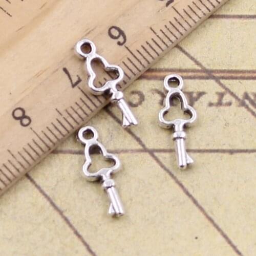 100pcs Charms Mini Most Key 17x7mm Tibetan Pendants Crafts Making Findings Handmade Antique Jewelry DIY For Necklace