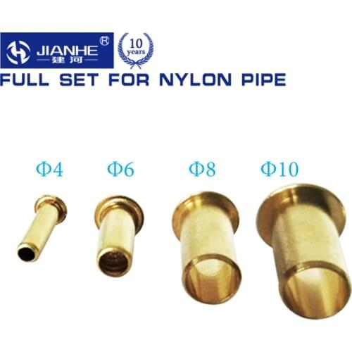 10pcs JIANHE GP Brass tubing bushing 4mm/6mm/8mm/10mm Oil pipe fittings/ Compression Sleeve Fitting/ nylon tubing oil core