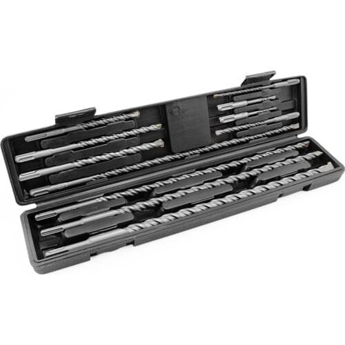 11Pcs/Set 110-450mm Round handle Electric Hammer Drill Bit Set Sds Chisel Impact Rotary Concrete Masonry Drilling Grooving
