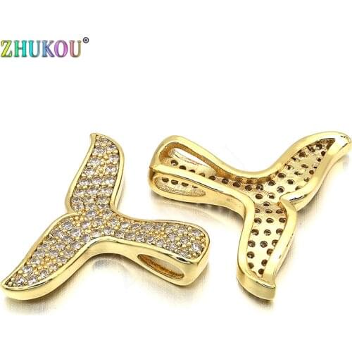 17*22mm Brass Cubic Zirconia Clasps Hooks for Diy Jewelry Findings Accessories, Gold/Rhodium, Hole: 2mm, Model: VK44