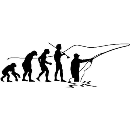 17cm*6cm Evolution OF FLY FISHING Fashion Car Sticker KK Vinyl High-quality Decor Decals Car Sticker Accessories Black/White