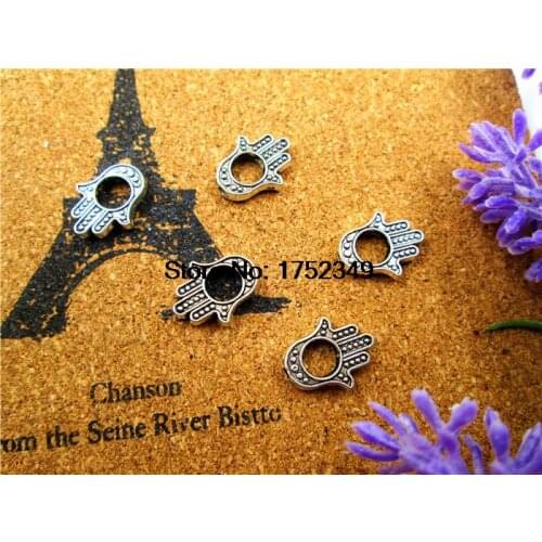 20pcs-- Antique Silver Vintage Thick Hollow Hand Palms Charms Pendants 13x15mm