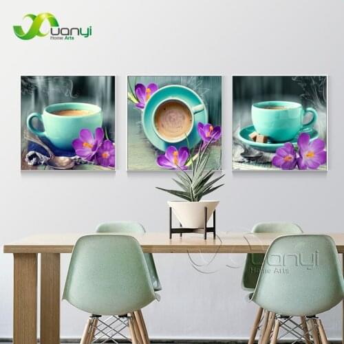 3 Panel Modern Abstract Coffee Wall Art Painting Still Life Canvas Pictures For Kitchen Coffee Wall Art Oil Painting Unframed