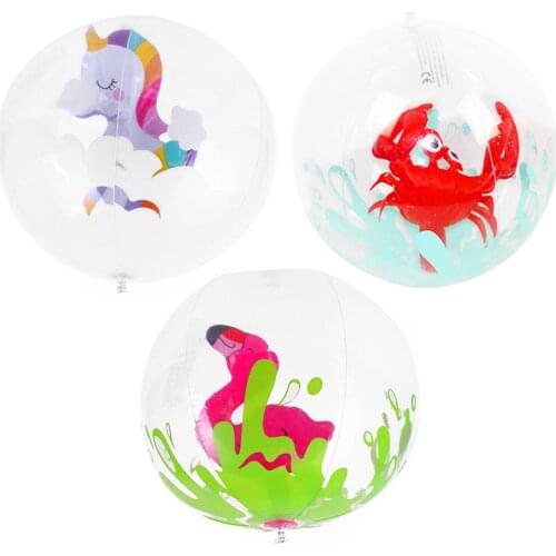3pcs Inflatable Beach Ball 3D Summer Outdoor Toy Swimming Pool Cartoon Toy 40cm Ball Decor Beach Seaside Game Swimming Toys