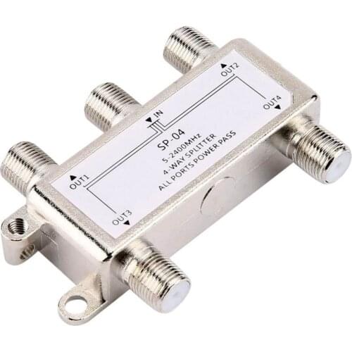 1In4Out 4 Way 4 Channel Satellite/Antenna/Cable TV Splitter Distributor SP-04 5-2400MHz F Type Wholesale In Stock for SATV/CATV