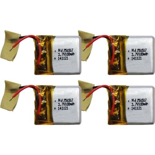 4PCS 751517 3.7V 100 mAh Lipolymer High Rate Rechargeable Battery For drone Quadcopter Helicopter