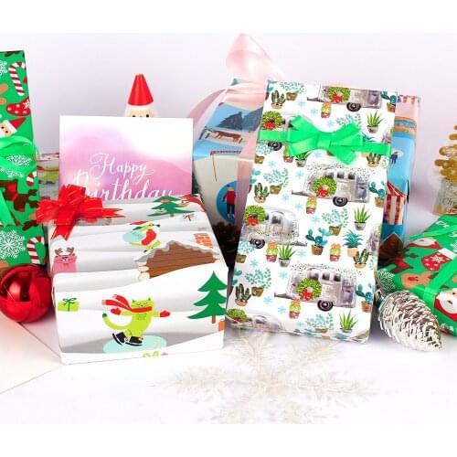 50x76cm Mixed Christmas Gift Wrapping Paper 20pcs/lot Flower Wrap Decor Art Kraft For Party Creative Material