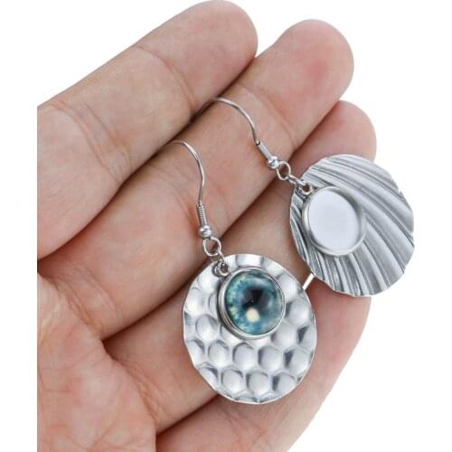 6pcs 12mm Glass Cabochon Earring Setting Trays with Circle Plate Diy Base Bezel Blanks for Earrings Jewelry Making No Nickel