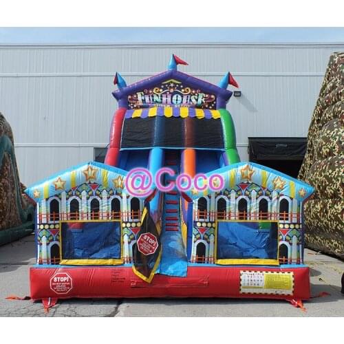 Free ship to sea port! carnival inflatable dry slide, newest design clown circus inflatable bouncer slide toy