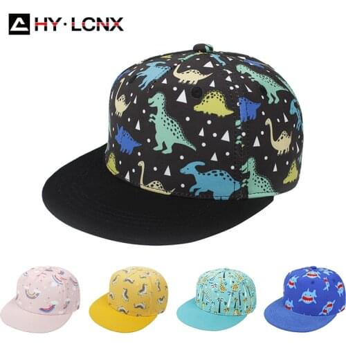 Spring Children Cotton Breathable Fashion Flat Brim Hip Hop Hat Boys Girls Cute Cartoon Print Outdoor Sports Sun Baseball Cap