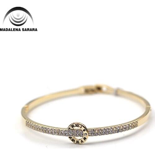 MADALENA SARARA AAAA Zircon Inlaid Bracelet Gold Tone Copper Bracelet Inlaid Roma Circle Women Jewelry Luxury Easy Open