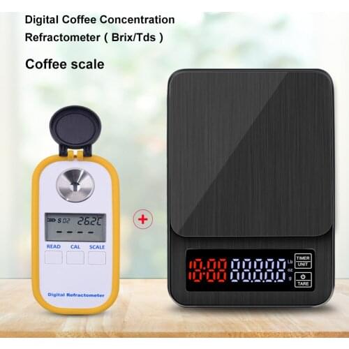 Yieryi Digital Coffee Electronic Scale 3kg/0.1g, 5kg/0.1g,10kg/1g with 0-50% Bailey Coffee Brix Coffee Refractometer Combination