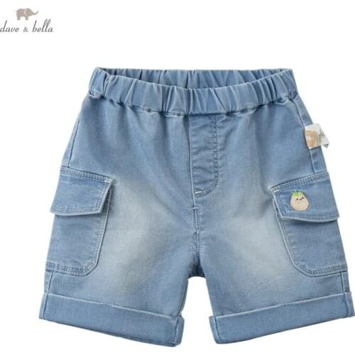 DBX17811 dave bella summer baby boys fashion solid pockets pants children kneel length kids pants infant toddler trousers