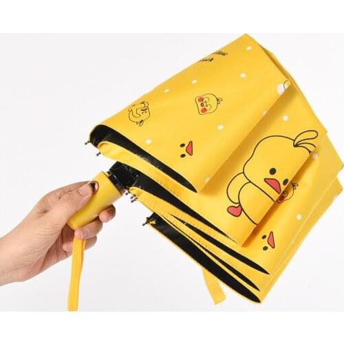 Children Duck Design Automatic Umbrella Windproof UV Protect Cartoon Umbrella Parasol Sun Rain Using Folding Umbrellas