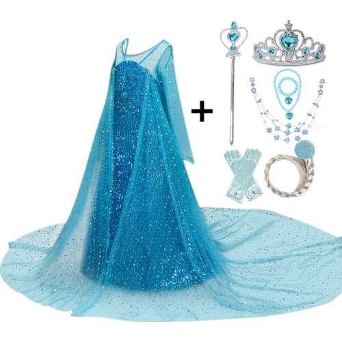 Girls Princess Dress For Kids Sequin Halloween Party Costume Snow Queen Fancy Disguise Children Carnival Birthday Dress Up