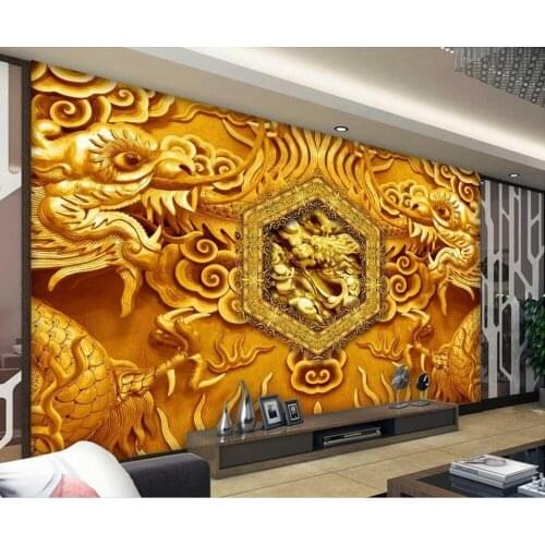Chinese murals wallpaper 3d mural designs Dragon Relief 3d wallpaper modern for living room murals